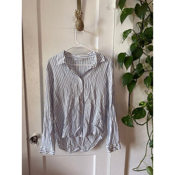 Calvin Klein women’s size small blue and white striped top - Picture 1 of 8